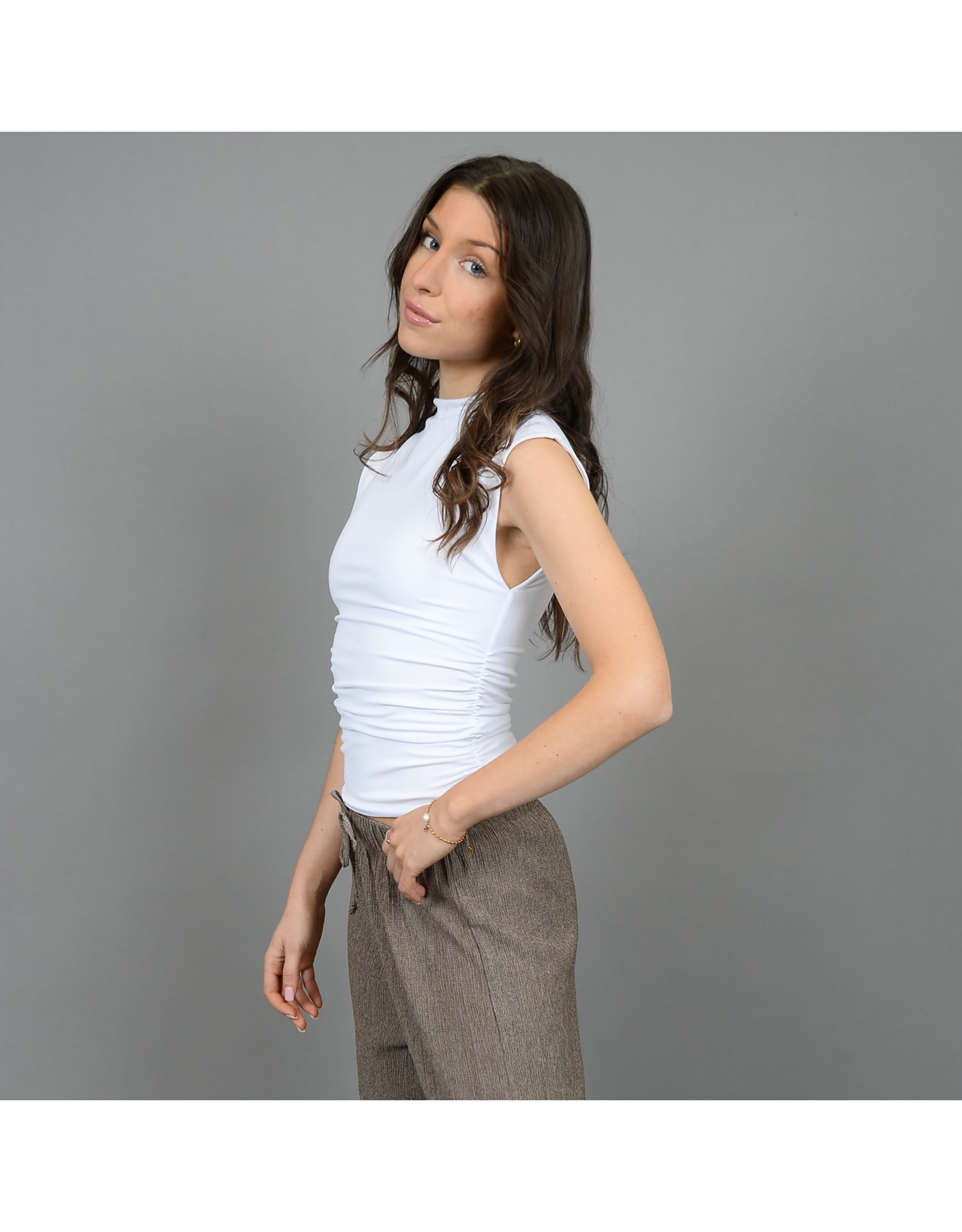 RD Style RD Style - Yve Mock Neck Ruched Tank (White)