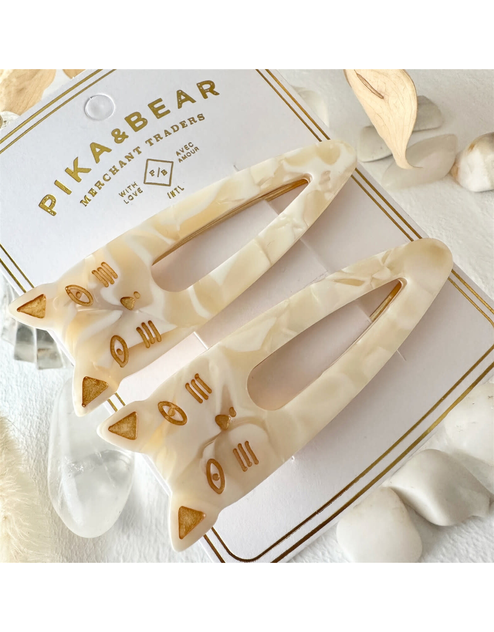 Pika & Bear Pika & Bear - "Double Trouble" Cat Face Duckbill Hair Clips (2)