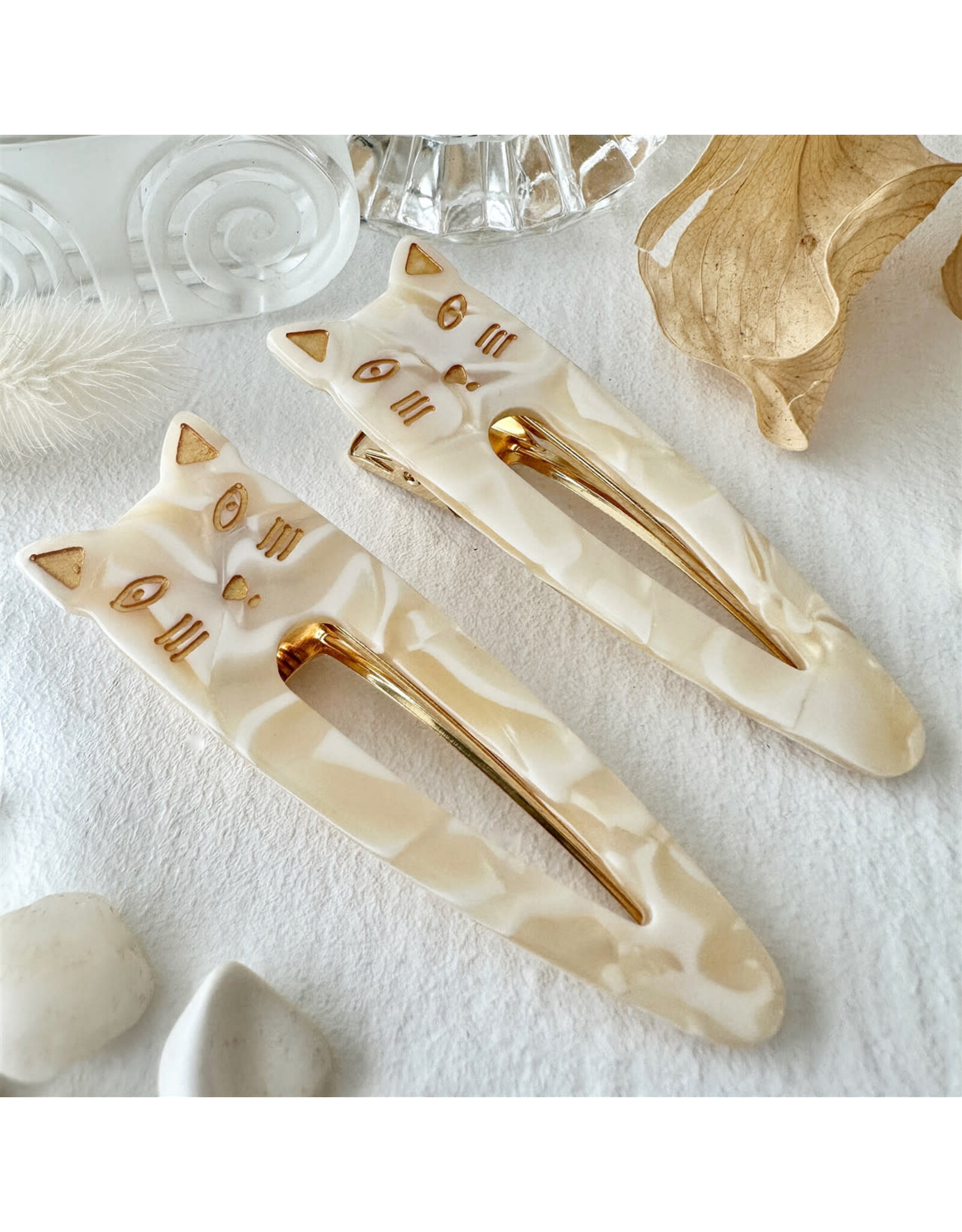 Pika & Bear Pika & Bear - "Double Trouble" Cat Face Duckbill Hair Clips (2)