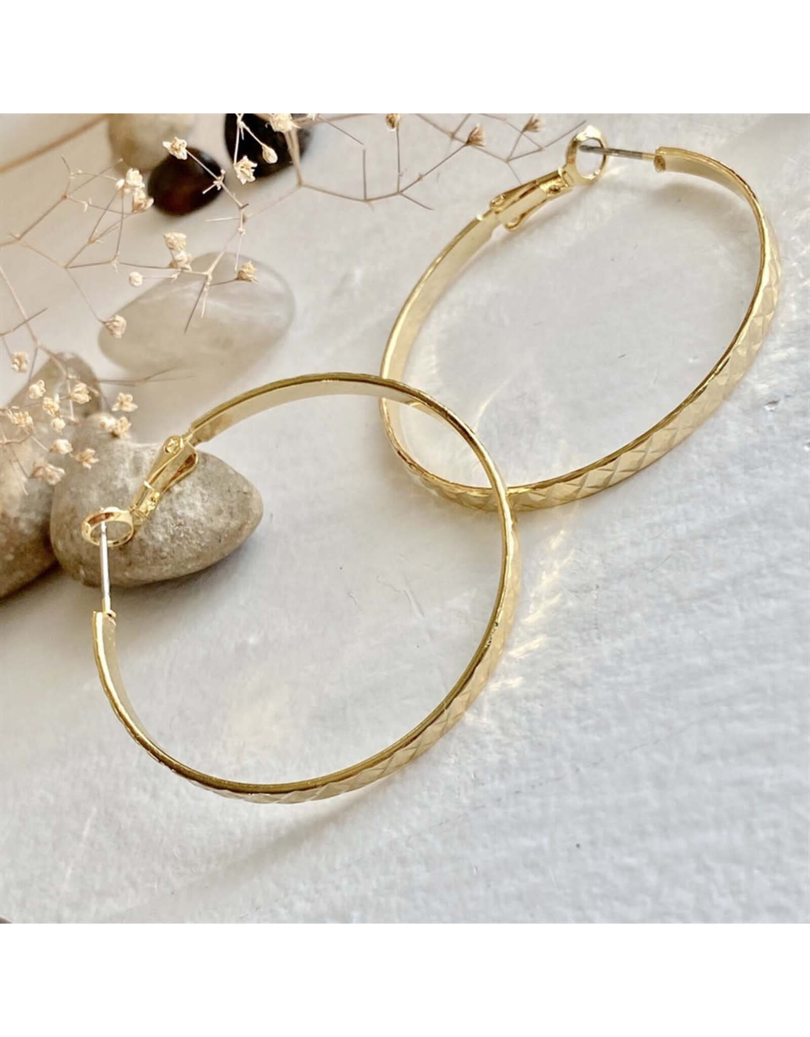 Pika & Bear Pika & Bear - "Lars" 4cm Textured Hoop Earrings