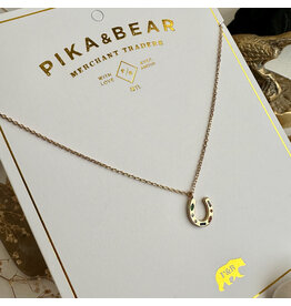 Pika & Bear Pika & Bear - "El Dorado" Tiny Gemmed Horseshoe Charm Necklace in Gold