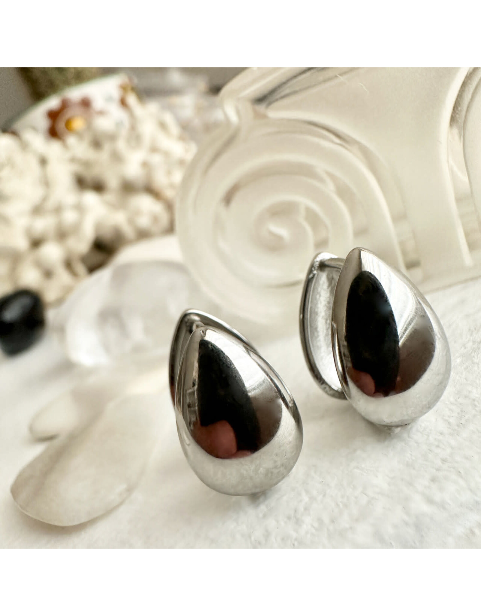 Pika & Bear Pika & Bear - "Lachry" Double Teardrop Hugger Hoop Earrings