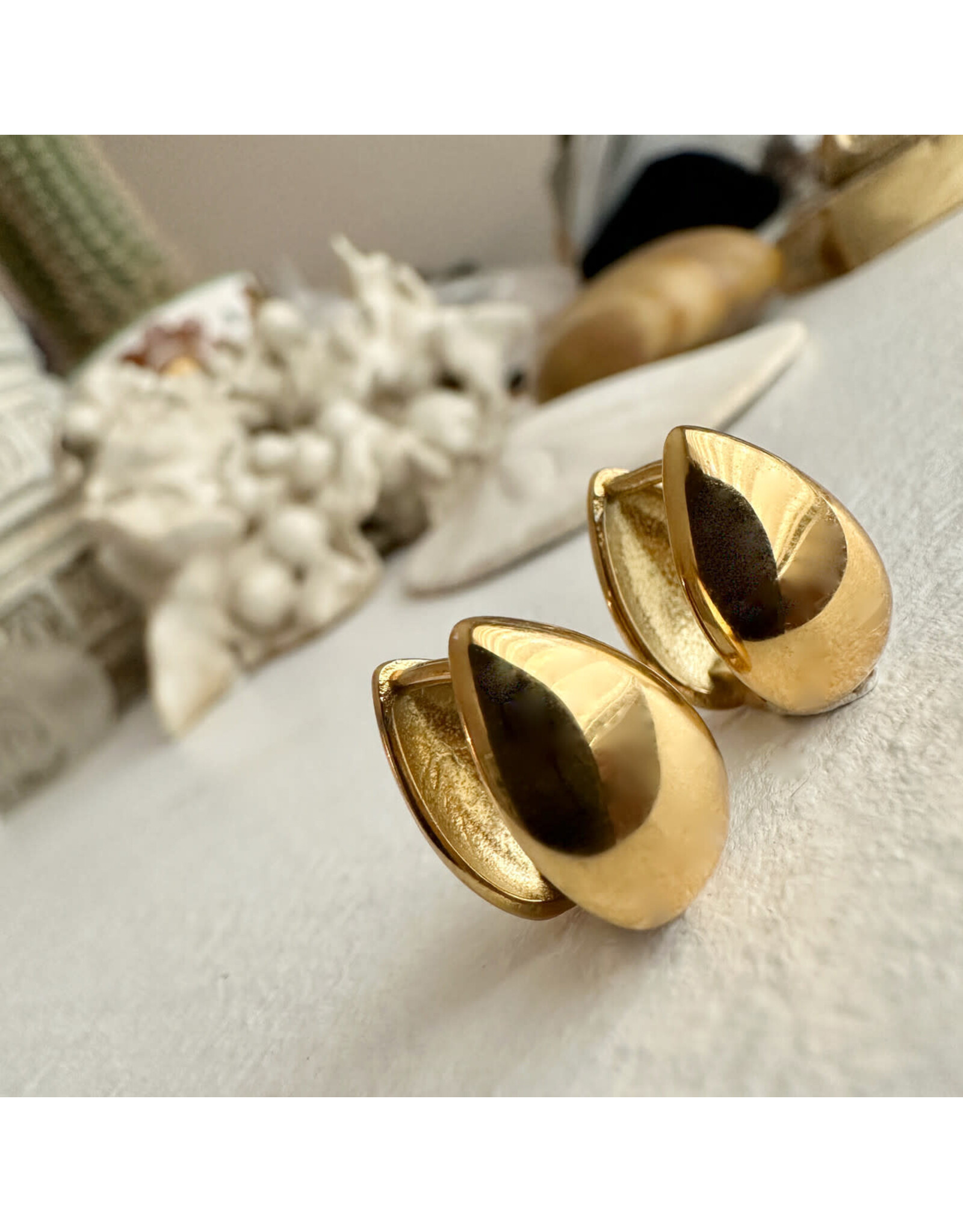 Pika & Bear Pika & Bear - "Lachry" Double Teardrop Hugger Hoop Earrings