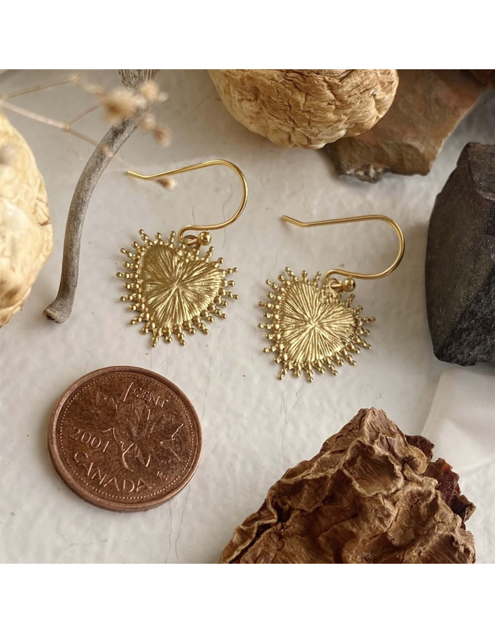 Pika & Bear Pika & Bear - "Sonora" Raw Brass Baroque Heart Drop Earrings