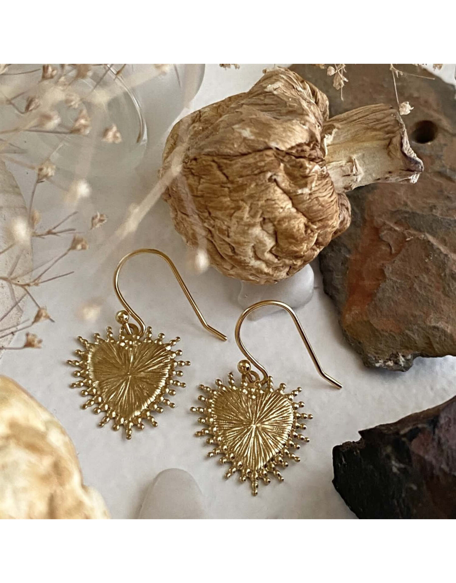 Pika & Bear Pika & Bear - "Sonora" Raw Brass Baroque Heart Drop Earrings