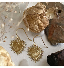 Pika & Bear Pika & Bear - "Sonora" Raw Brass Baroque Heart Drop Earrings