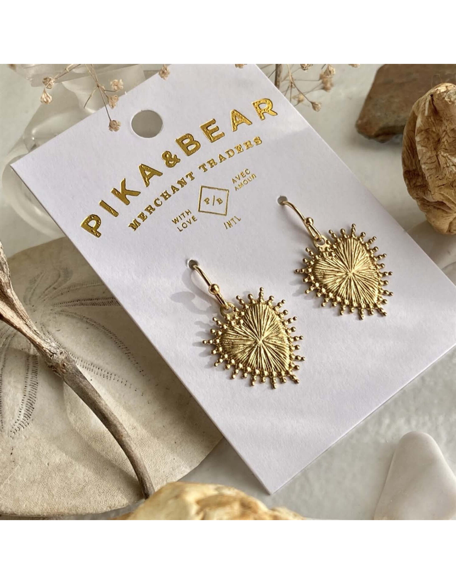 Pika & Bear Pika & Bear - "Sonora" Raw Brass Baroque Heart Drop Earrings