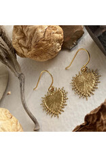 Pika & Bear Pika & Bear - "Sonora" Raw Brass Baroque Heart Drop Earrings
