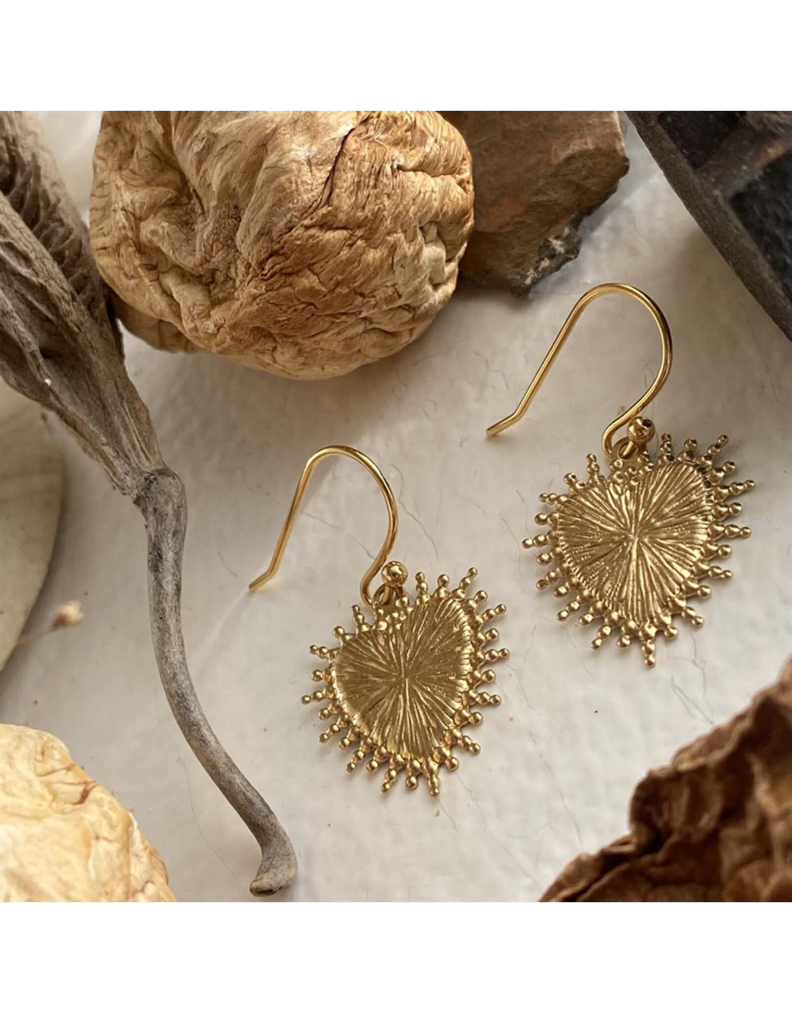 Pika & Bear Pika & Bear - "Sonora" Raw Brass Baroque Heart Drop Earrings