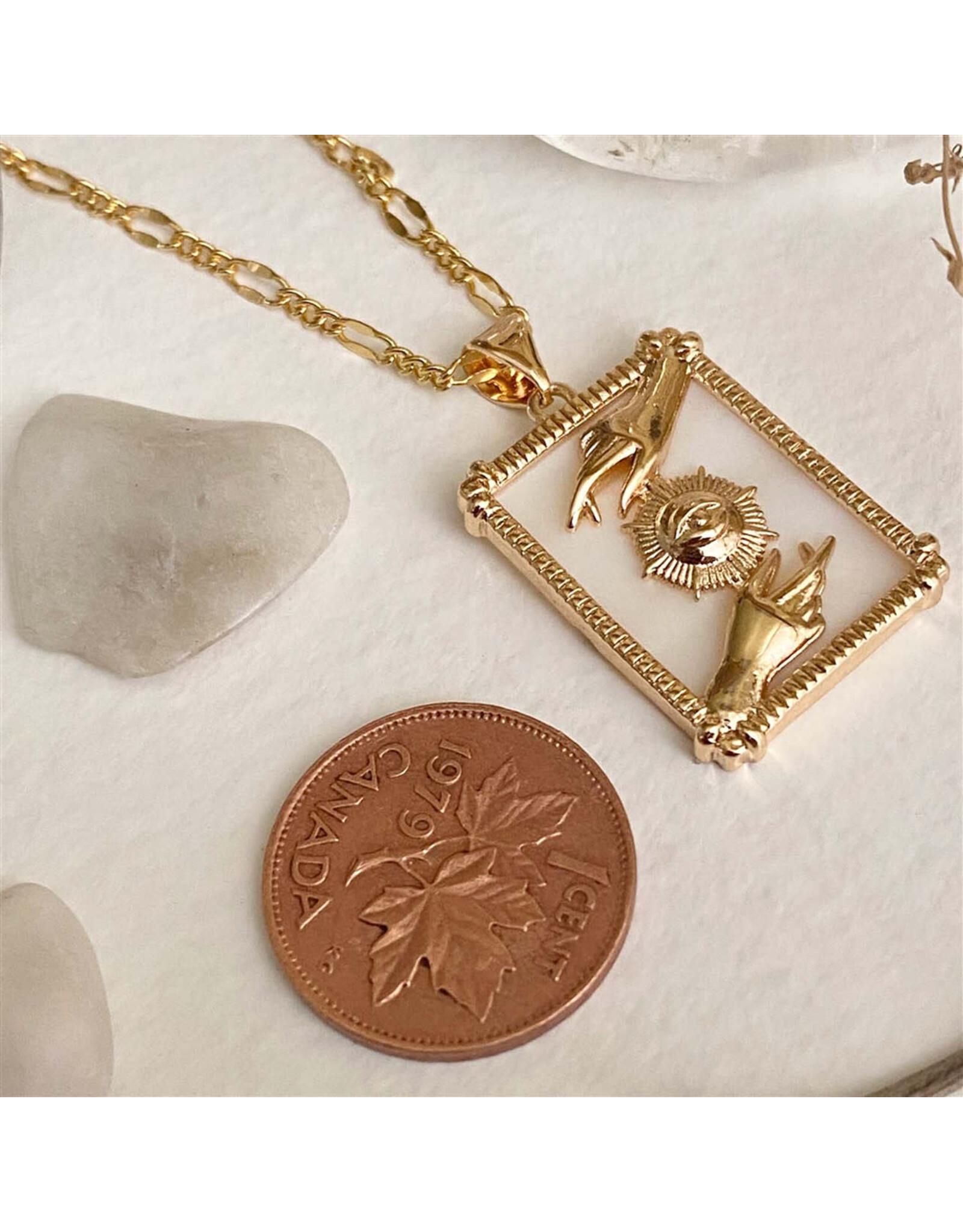 Pika & Bear Pika & Bear - "Alchemy" Hands With Eye Framed Pendant Necklace