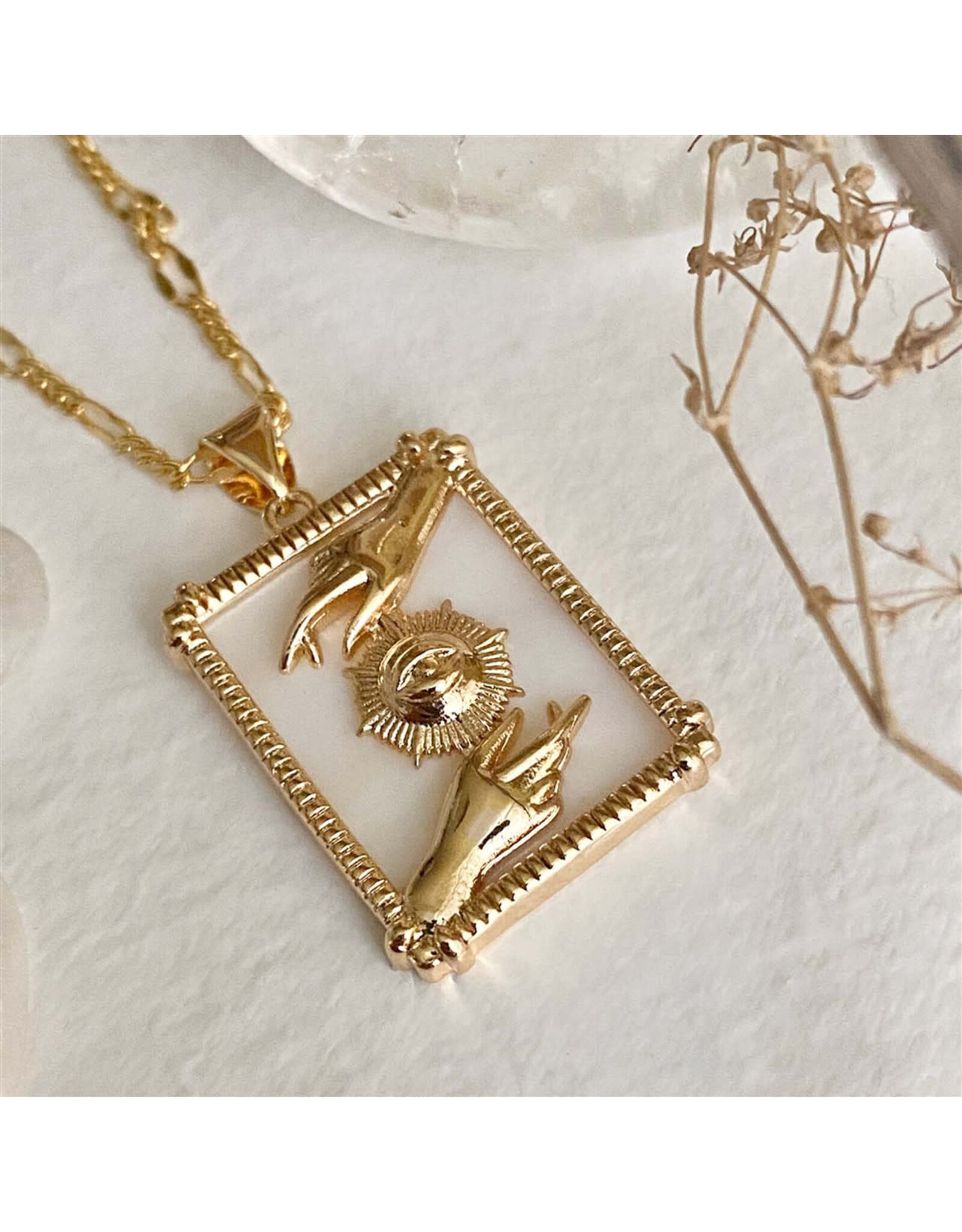Pika & Bear Pika & Bear - "Alchemy" Hands With Eye Framed Pendant Necklace