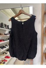Made in Italy - Linen Bubble Hem Tank (Black)