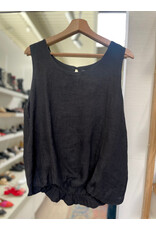 Made in Italy - Linen Bubble Hem Tank (Black)
