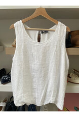 Made in Italy - Linen Bubble Hem Tank (White)