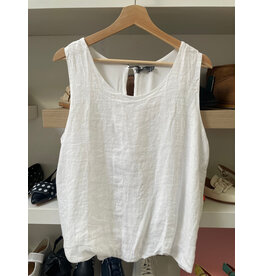 Made in Italy - Linen Bubble Hem Tank (White)