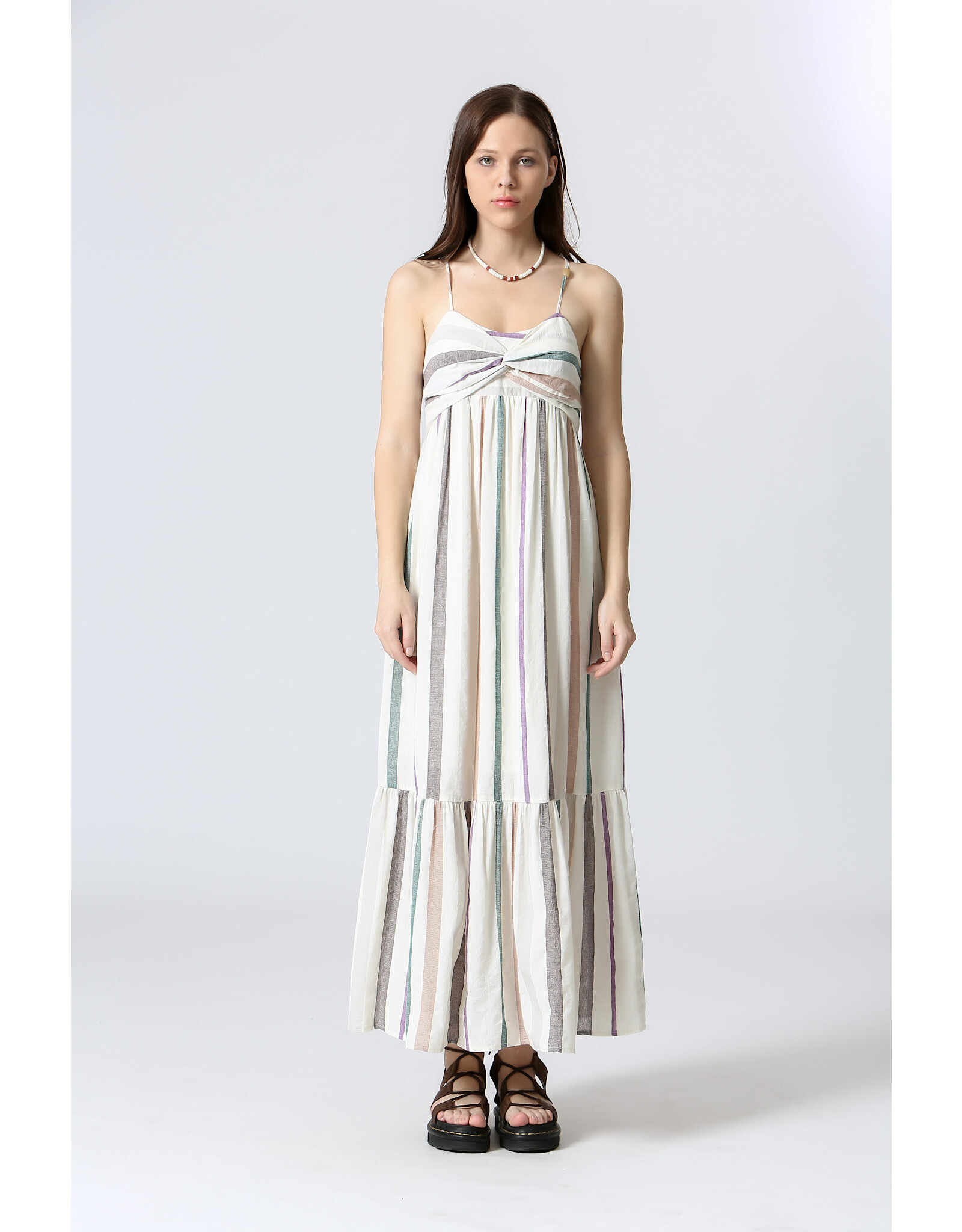 Korner Korner - Spaghetti Strap Tiered Dress with Empire Waist (Cream)