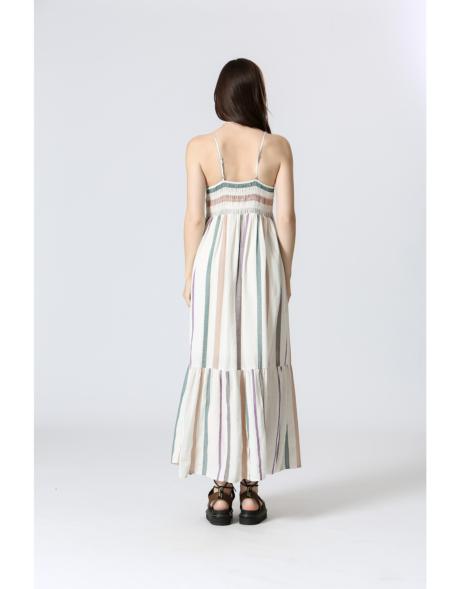 Korner Korner - Spaghetti Strap Tiered Dress with Empire Waist (Cream)