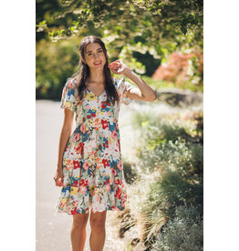 Papillon Papillon - Short Sleeved Floral Henley Dress