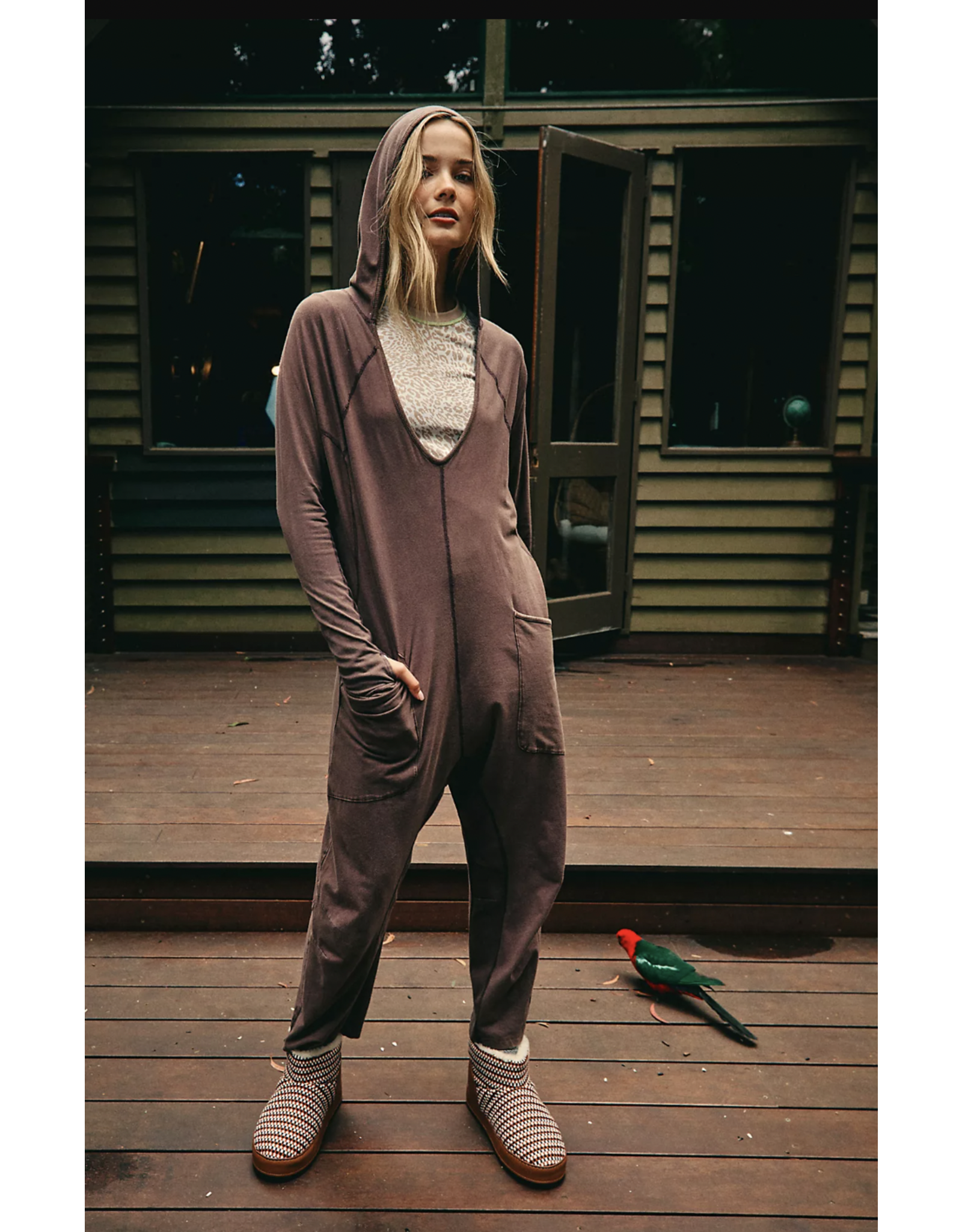 Free people Free People - Hot Shot Long Sleeve Onesie (Dark Espresso)