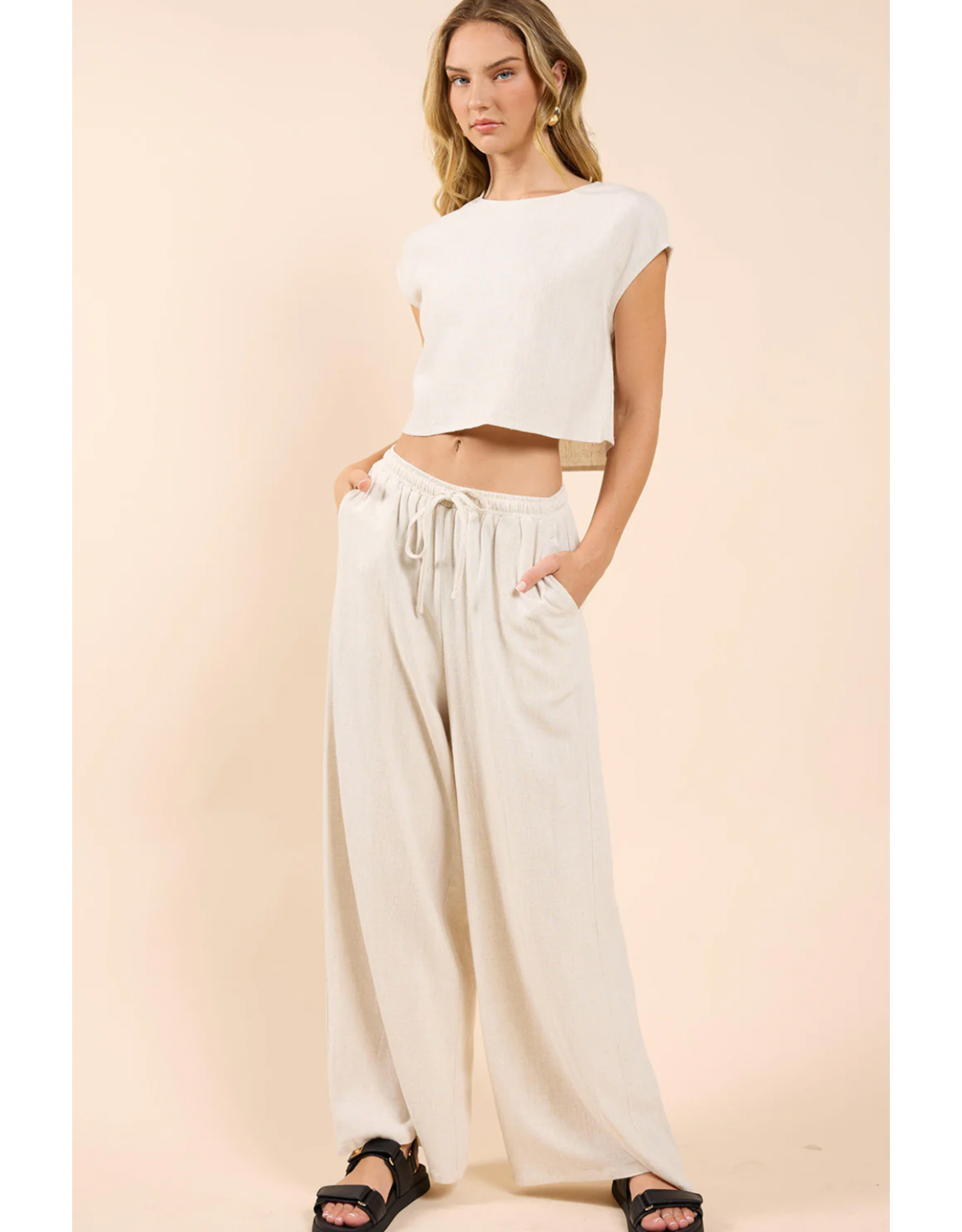 Sadie & Sage Sadie & Sage - Sugarloaf Elastic Pants (Oatmeal)