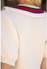 Voy Short Sleeve V-Neck Sweater (Cream)
