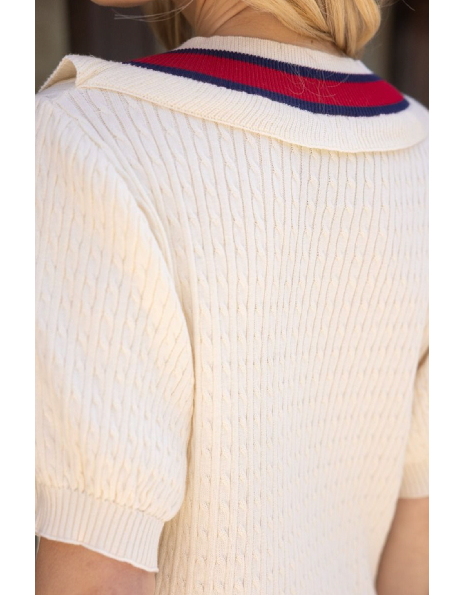 Voy Short Sleeve V-Neck Sweater (Cream)