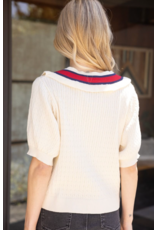 Voy Short Sleeve V-Neck Sweater (Cream)