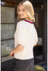 Voy Short Sleeve V-Neck Sweater (Cream)