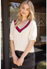 Voy Short Sleeve V-Neck Sweater (Cream)