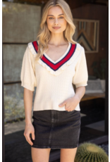 Voy Short Sleeve V-Neck Sweater (Cream)