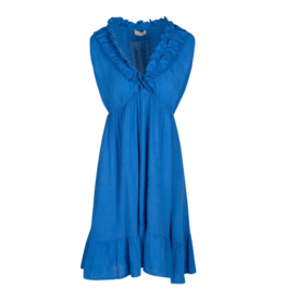 Astrid Astrid - Ruffle Neck Sleeveless Dress (Blue)