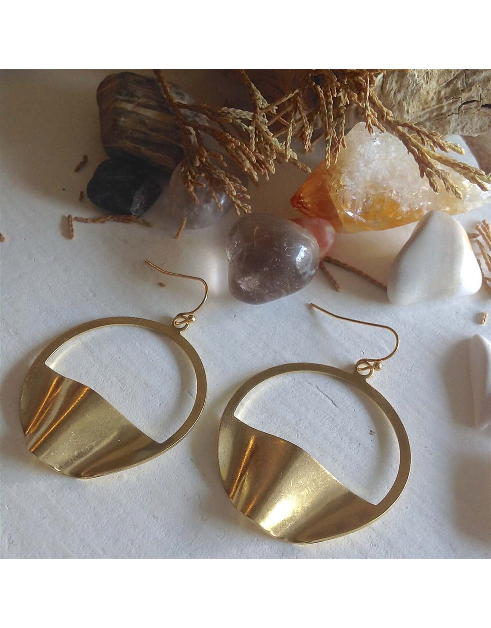 Pika & Bear Pika & Bear - "Pneuma" Abstract Hoop Earring in Brass