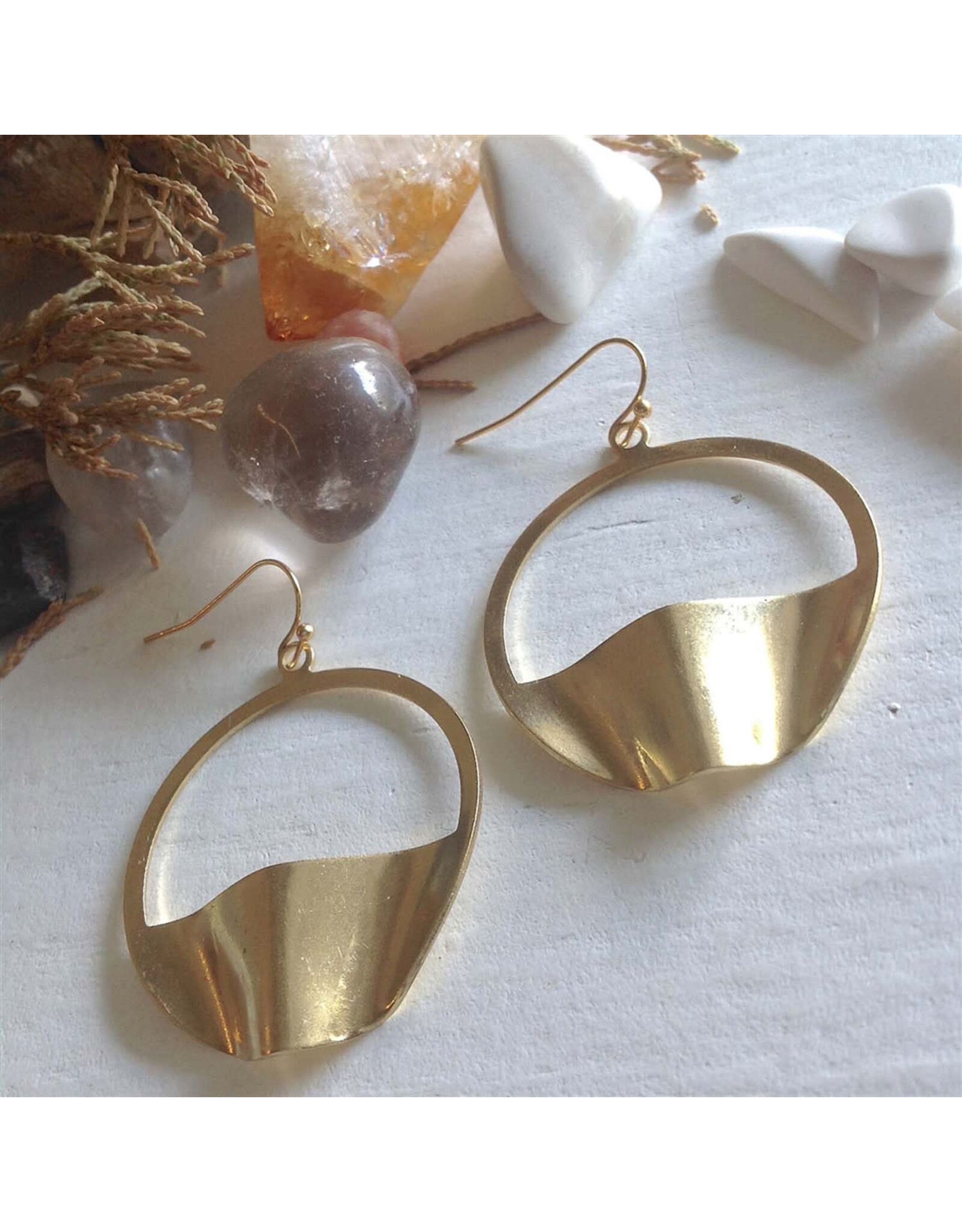 Pika & Bear Pika & Bear - "Pneuma" Abstract Hoop Earring in Brass