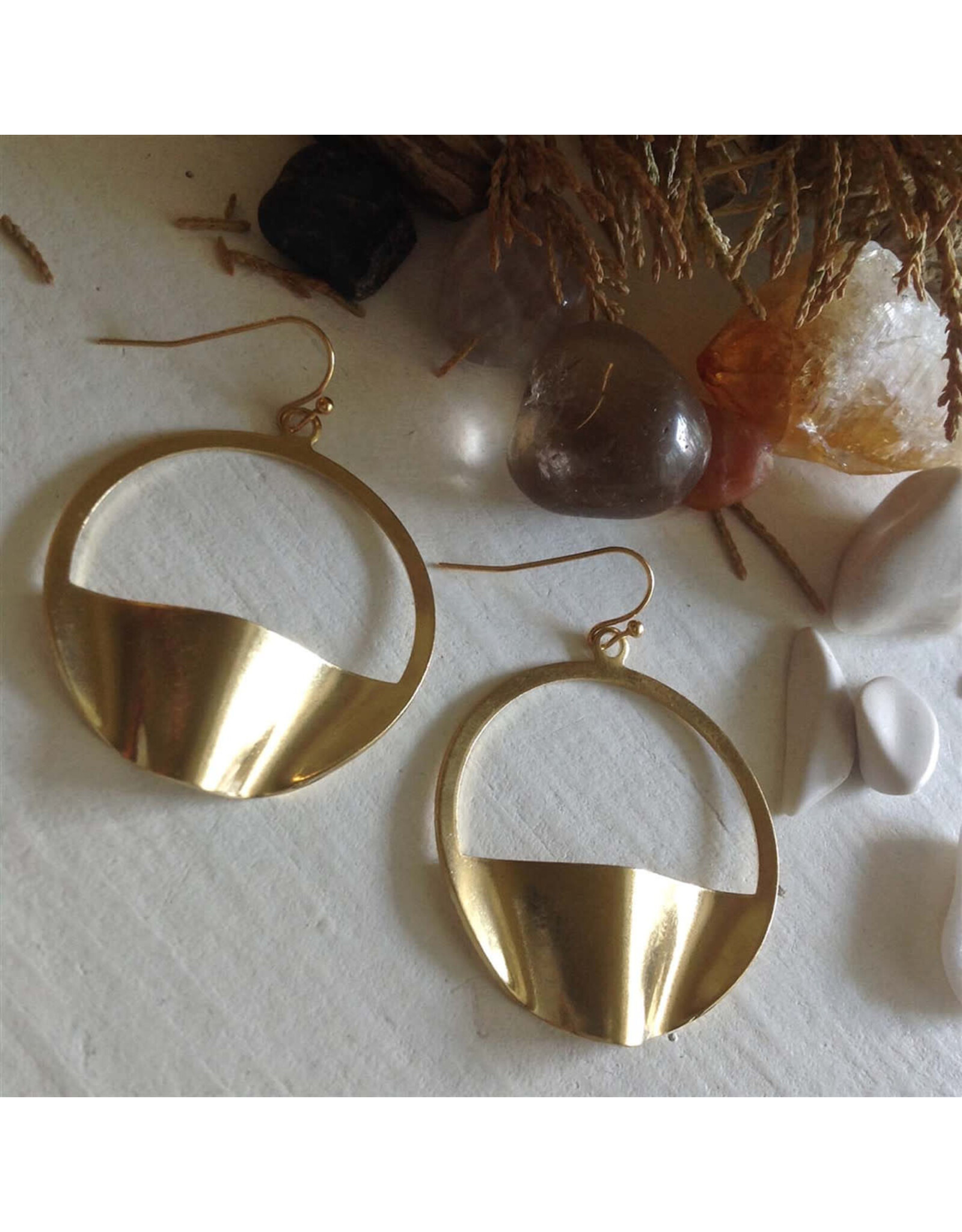 Pika & Bear Pika & Bear - "Pneuma" Abstract Hoop Earring in Brass