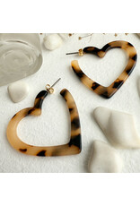 Pika & Bear Pika & Bear - "Wilson" Acetate Heart Hoop Earrings in Leopard