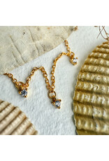 Pika & Bear Pika & Bear - "Avalon" Tiny Zircon Drops Charm Necklace in Gold