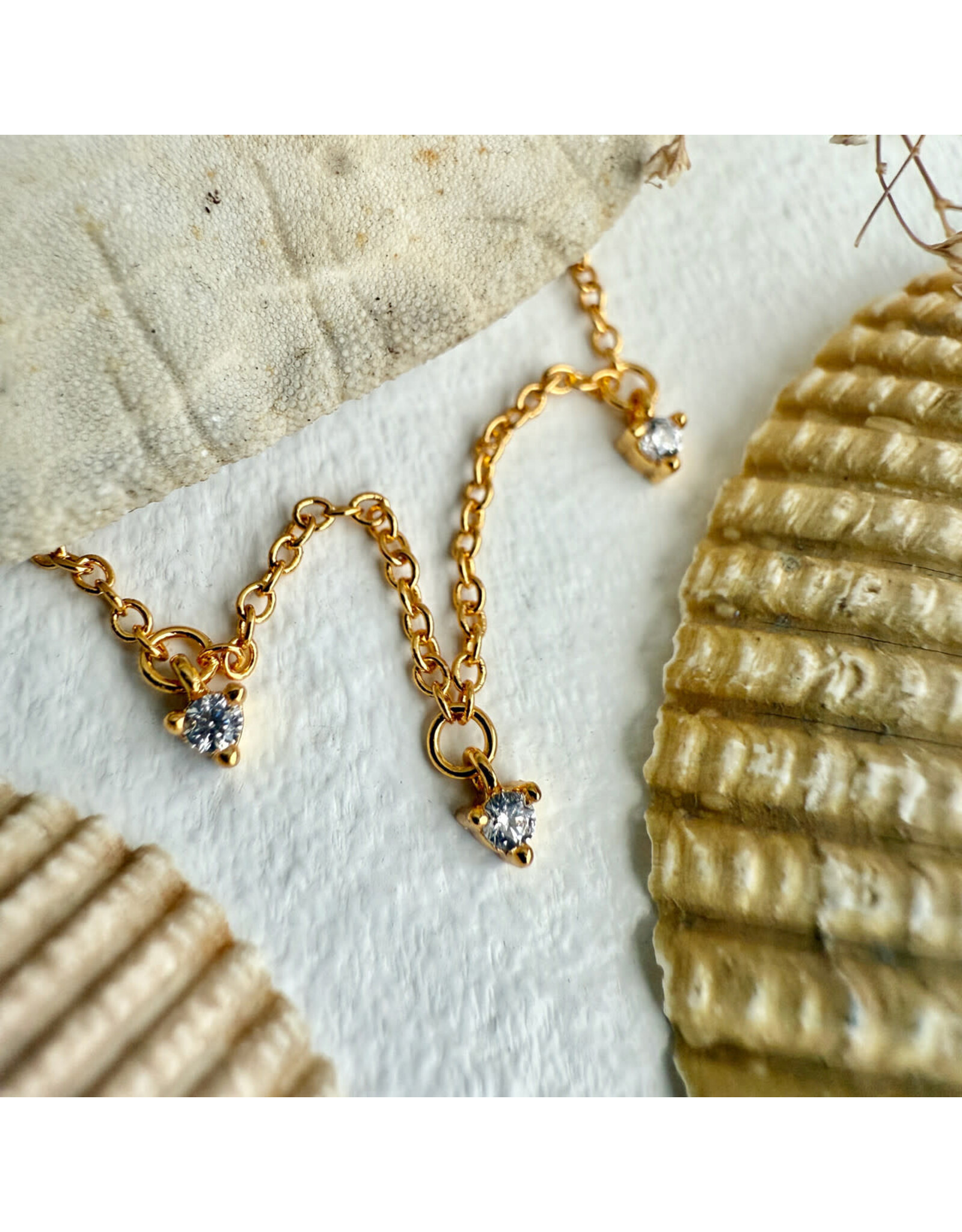 Pika & Bear Pika & Bear - "Avalon" Tiny Zircon Drops Charm Necklace in Gold