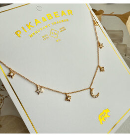 Pika & Bear Pika & Bear - "Andromeda" Stars & Moon Charm Necklace in Gold