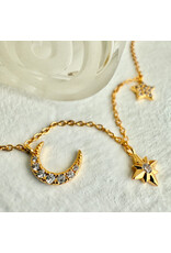 Pika & Bear Pika & Bear - "Andromeda" Stars & Moon Charm Necklace in Gold