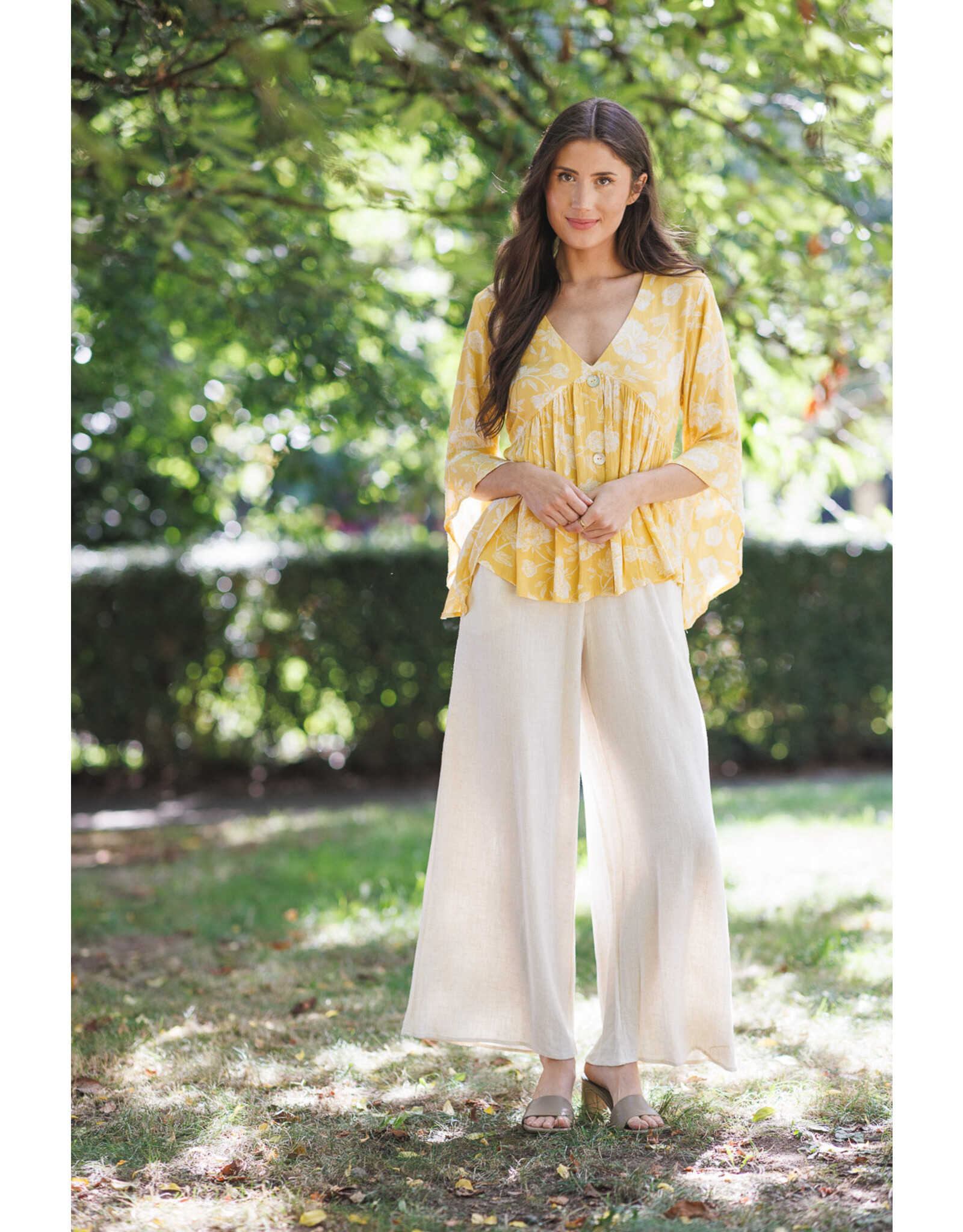 Papillon Papillon - Linen blend wide leg pants (white)
