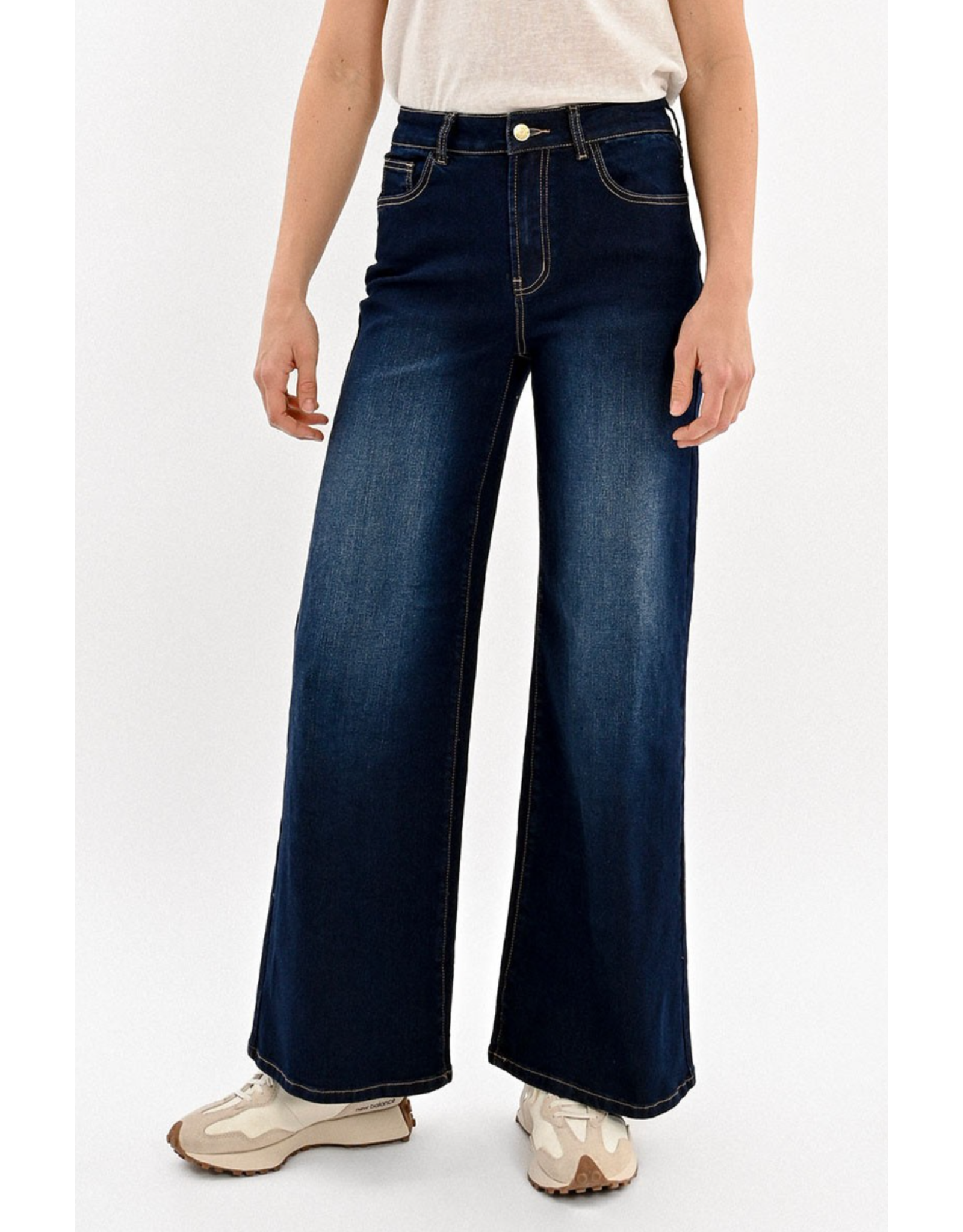 Molly Bracken Molly Bracken - High Waisted Wide leg jeans (Denim Dark Blue)