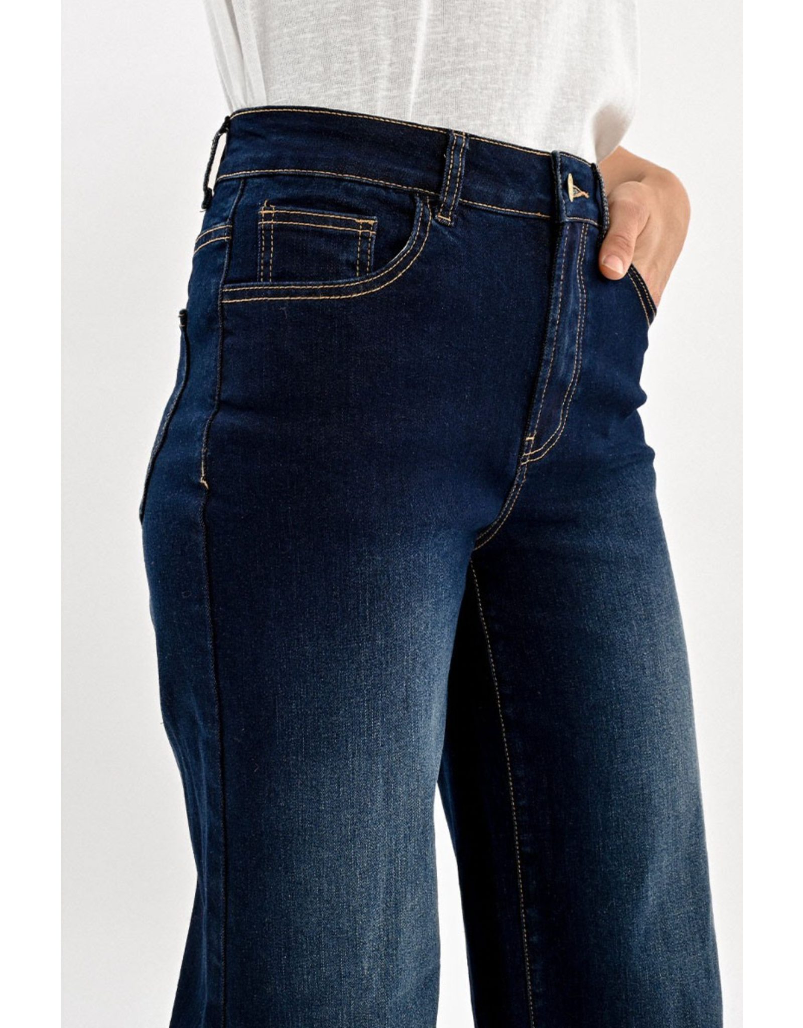 Molly Bracken Molly Bracken - High Waisted Wide leg jeans (Denim Dark Blue)