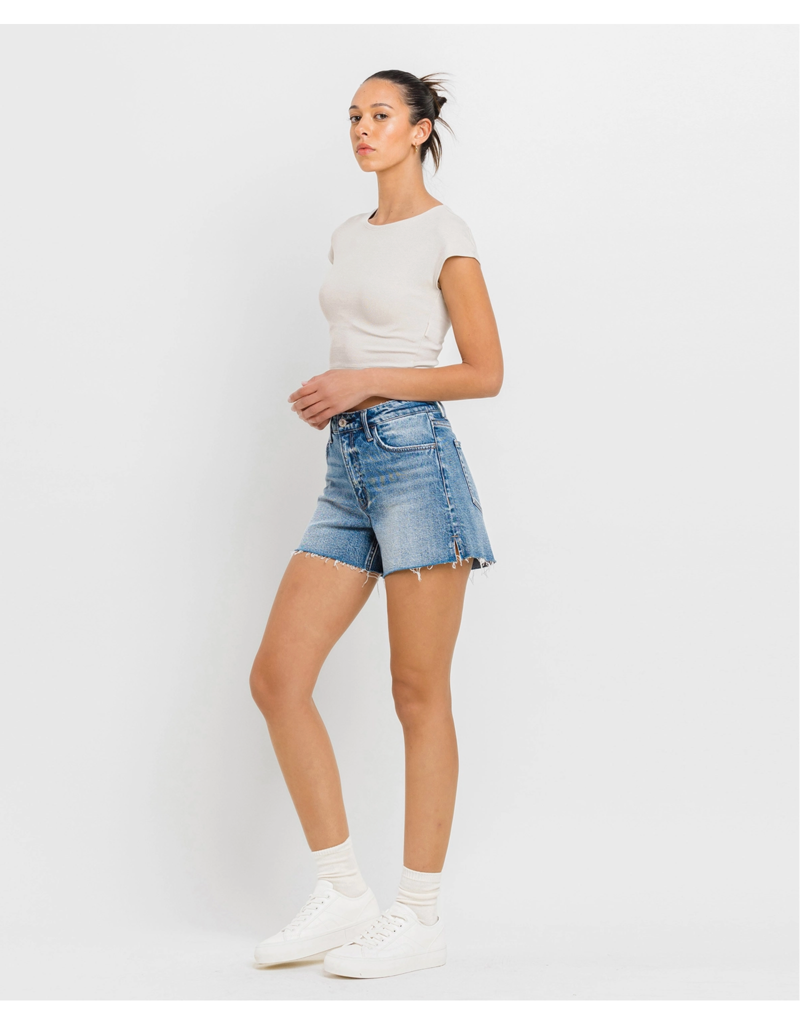 VERVET VERVET - Rebecca High Rise Cleancut Hem A Line Shorts (Inner Circle)
