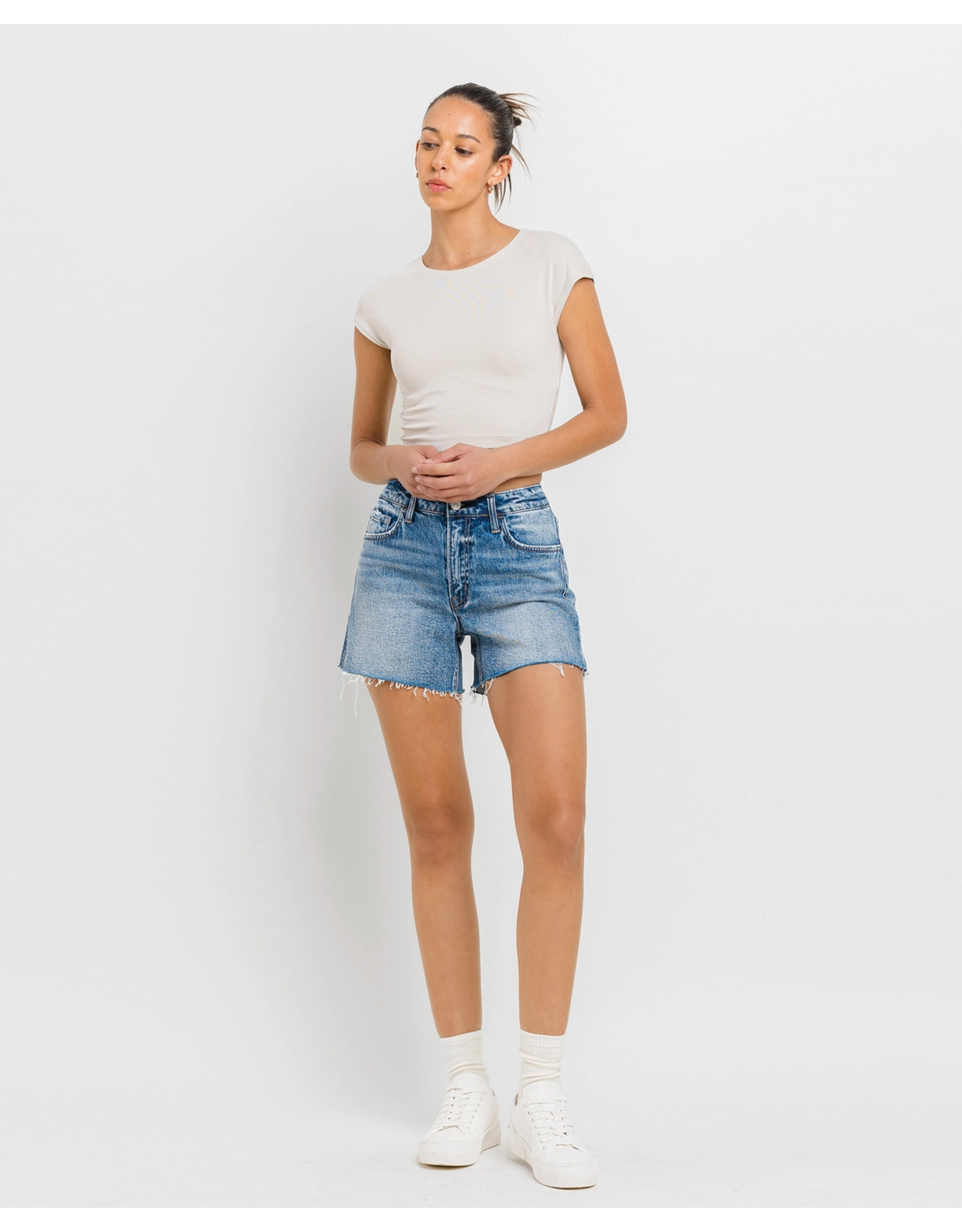 VERVET VERVET - Rebecca High Rise Cleancut Hem A Line Shorts (Inner Circle)