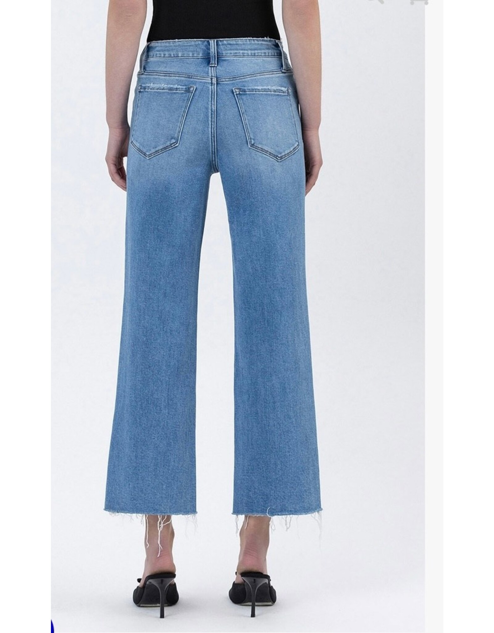 Flying Monkey Flying Monkey - High Rise Raw Hem Crop Slim Wide Jeans (Well Balanced)