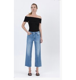 Flying Monkey Flying Monkey - High Rise Raw Hem Crop Slim Wide Jeans (Well Balanced)