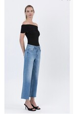 Flying Monkey Flying Monkey - High Rise Raw Hem Crop Slim Wide Jeans (Well Balanced)