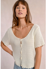 Molly Bracken Molly Bracken -  Cropped Crochet Cardigan (Off White)