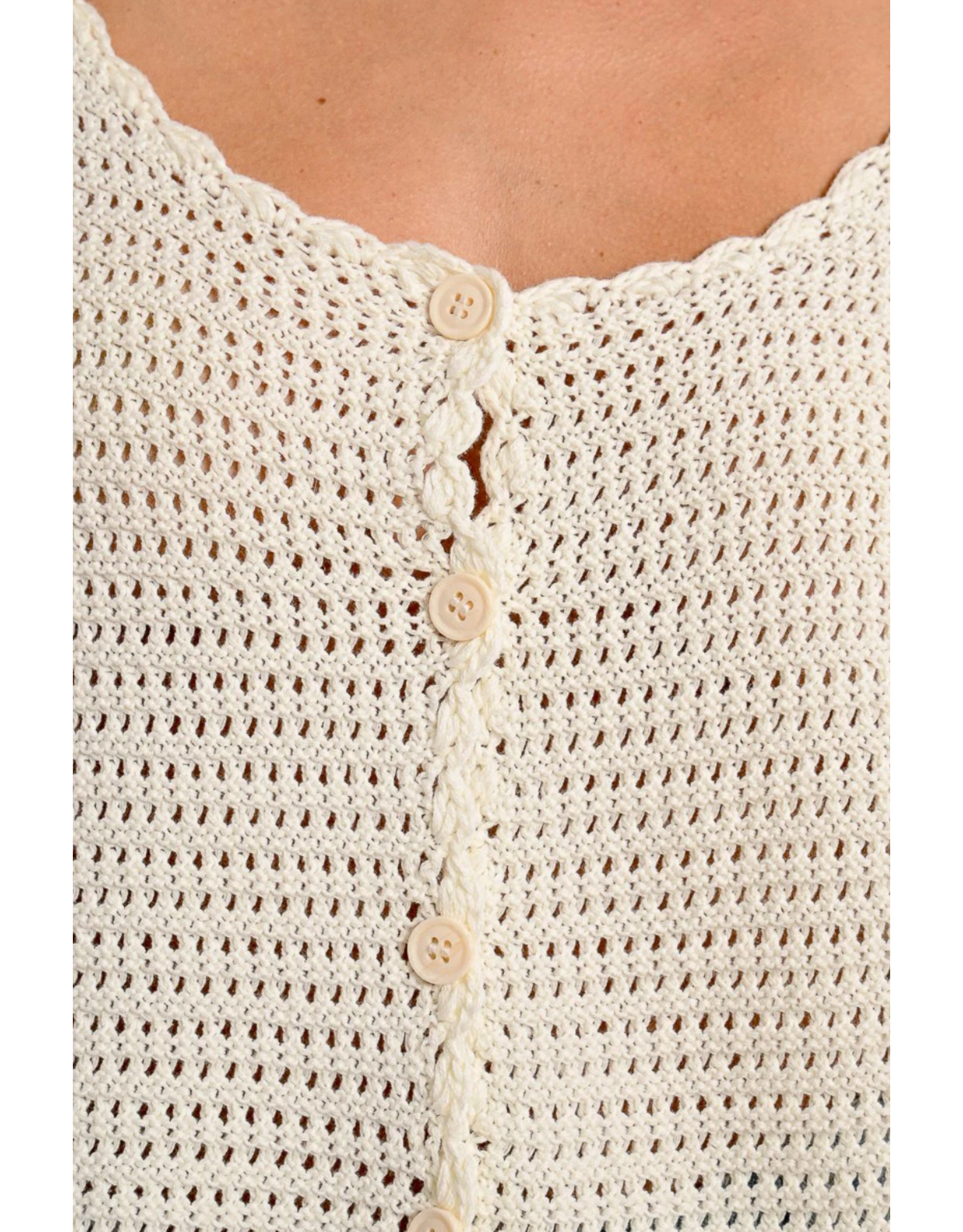 Molly Bracken Molly Bracken -  Cropped Crochet Cardigan (Off White)