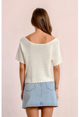 Molly Bracken Molly Bracken -  Cropped Crochet Cardigan (Off White)